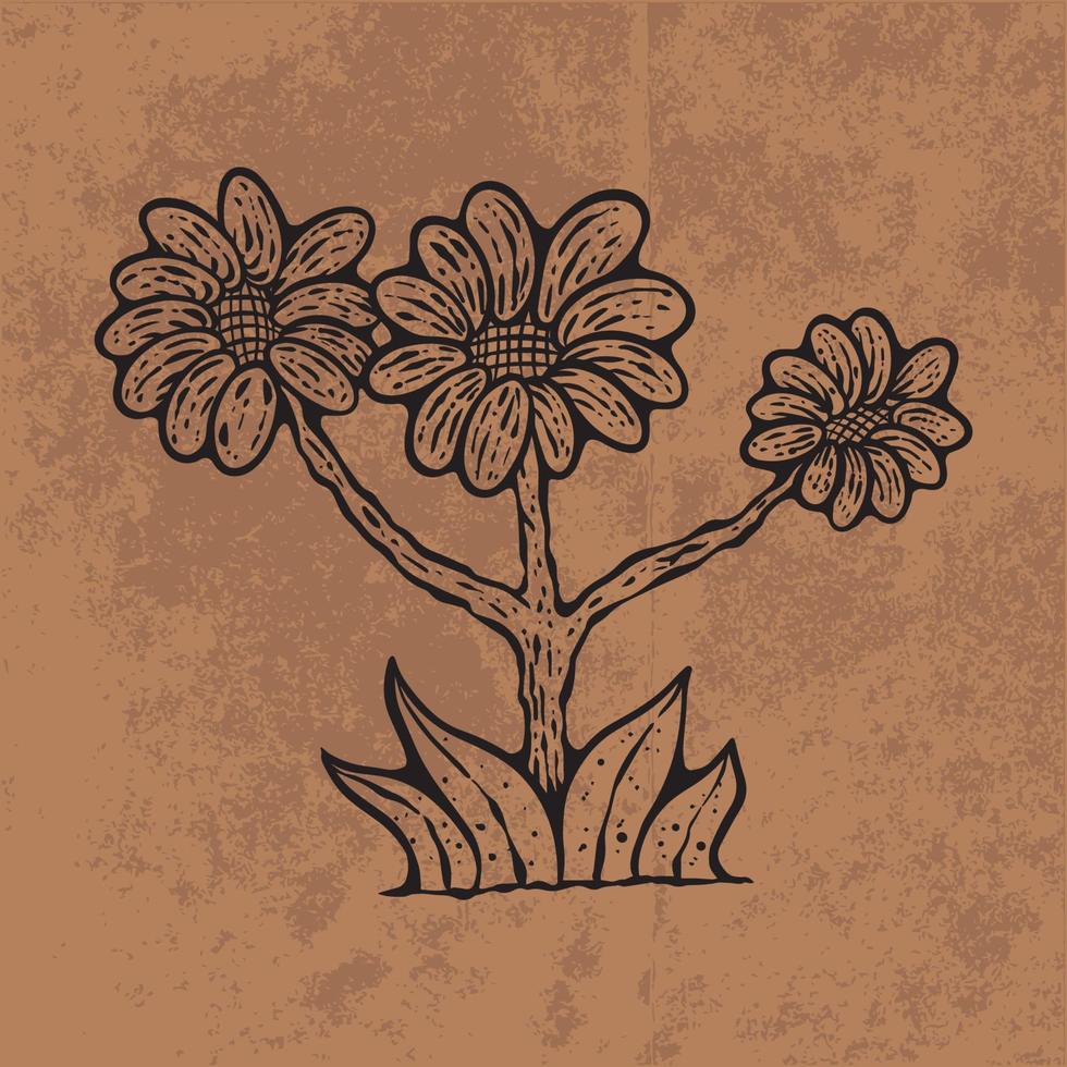 botanische blad doodle wildflower lijntekeningen. hand getekende vectorillustratie. vintage bloemen overzicht. geschikt voor behang, poster, sticker, inhoud sociale media vector