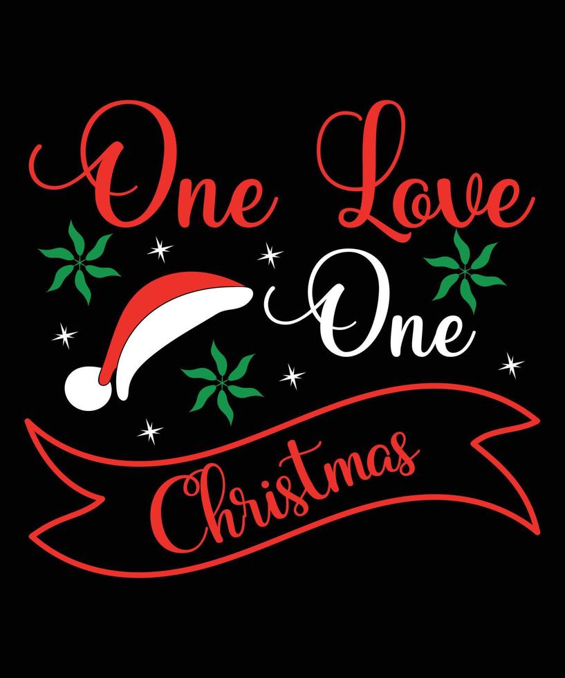 één liefde één kerst typografie t-shirtontwerp vector
