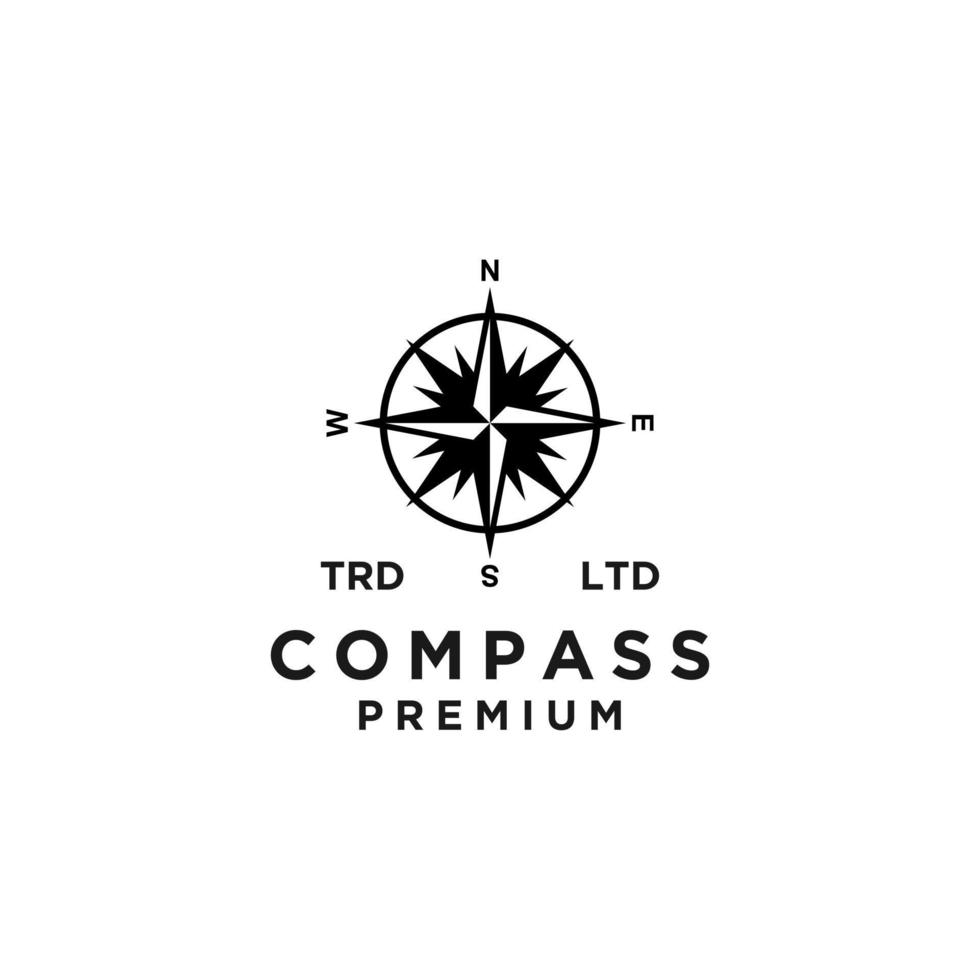 premium kompas vector zwart logo pictogram ontwerp