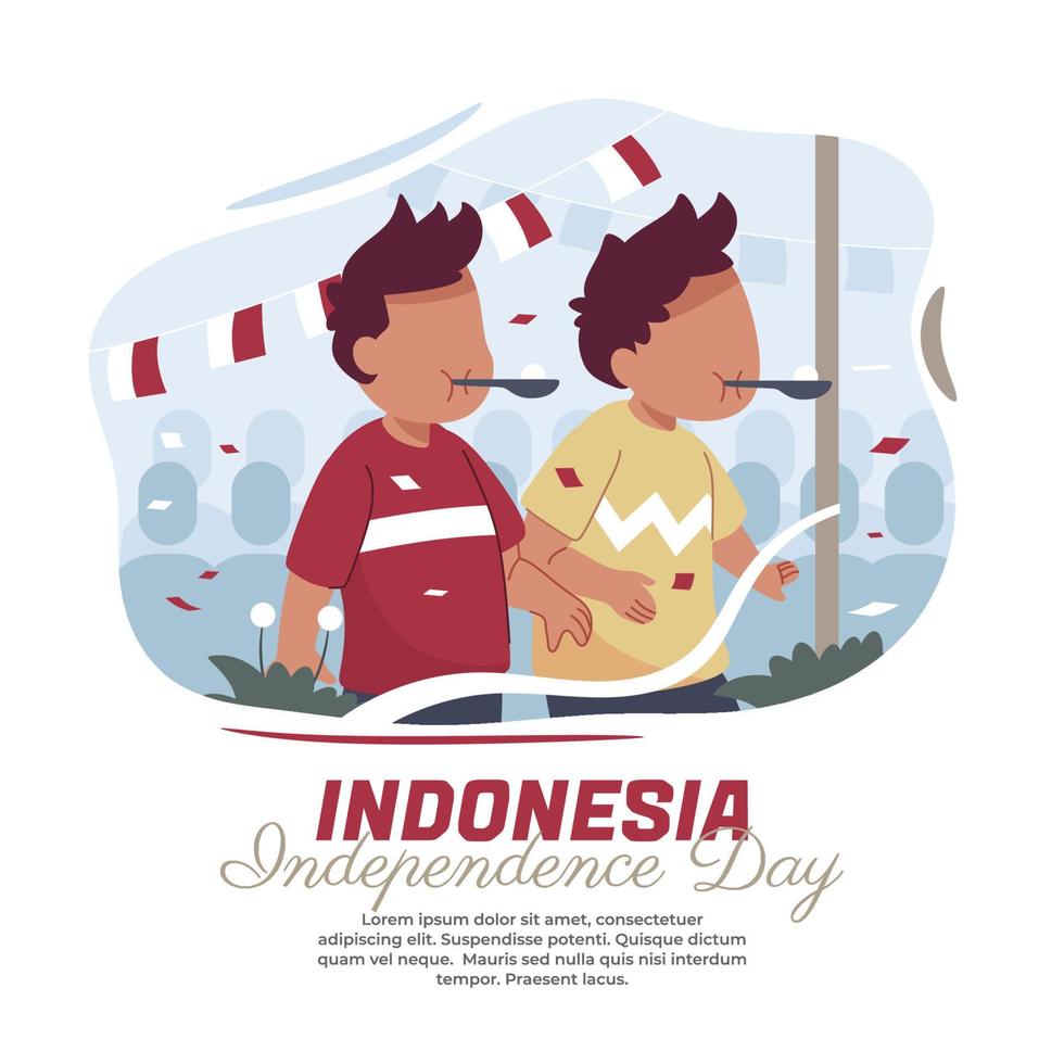 illustratie van kinderen die knikkers rennen op Indonesische onafhankelijkheidsdag vector