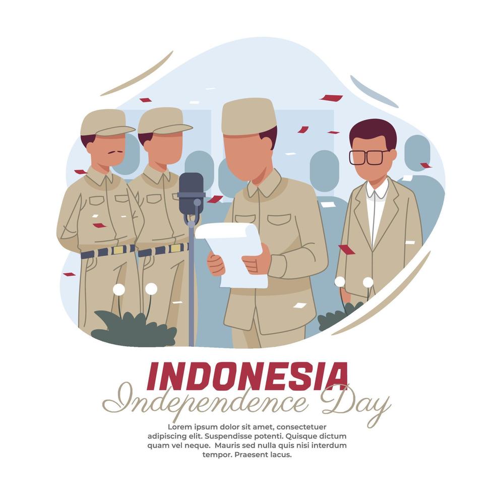 illustratie van het lezen van de tekst van de proclamatie van de Indonesische onafhankelijkheid vector