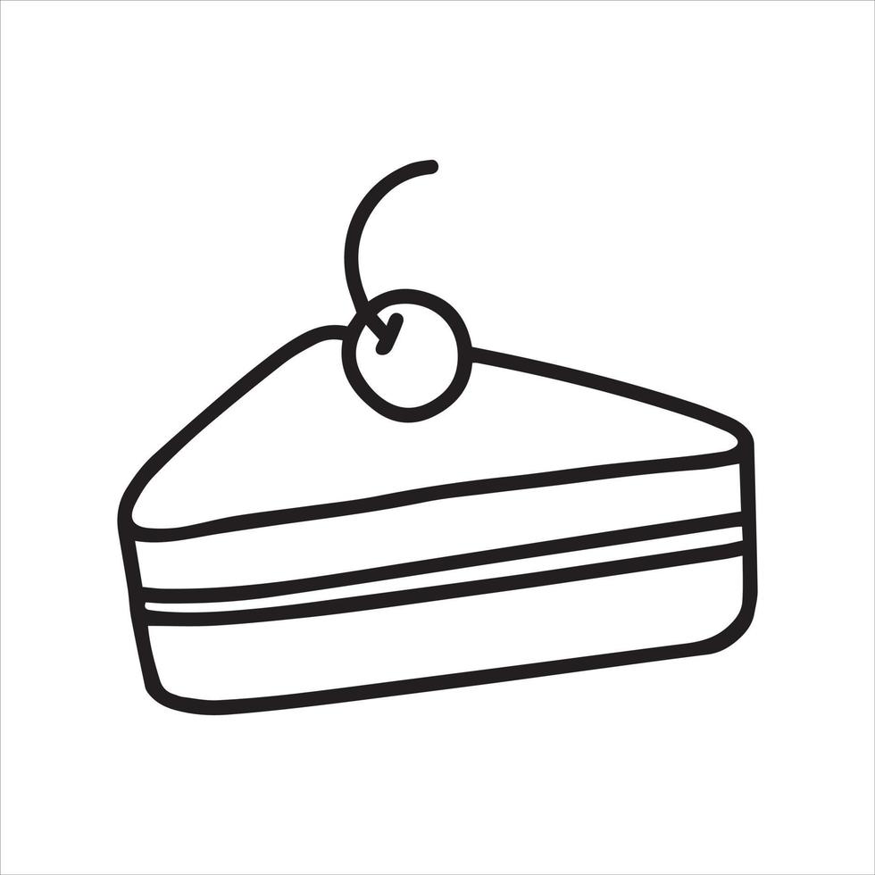 vector tekening in doodle stijl cake. eenvoudige lijntekening van gebak, cake. zwart-wit afbeelding
