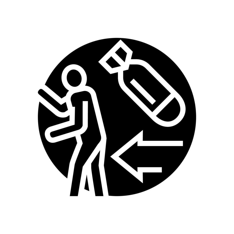 ontsnapping uit oorlog vluchteling glyph pictogram vectorillustratie vector