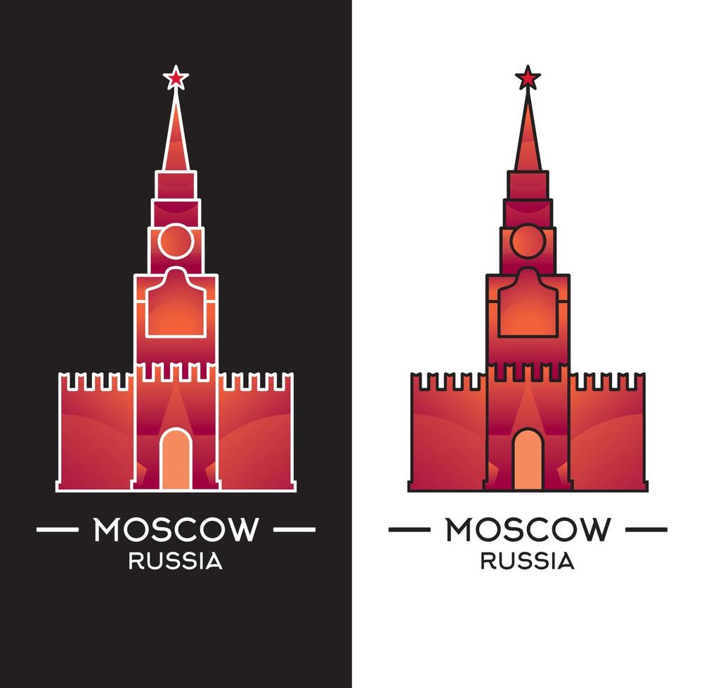 spasskaya toren geïsoleerd op een witte en zwarte achtergrond. vector