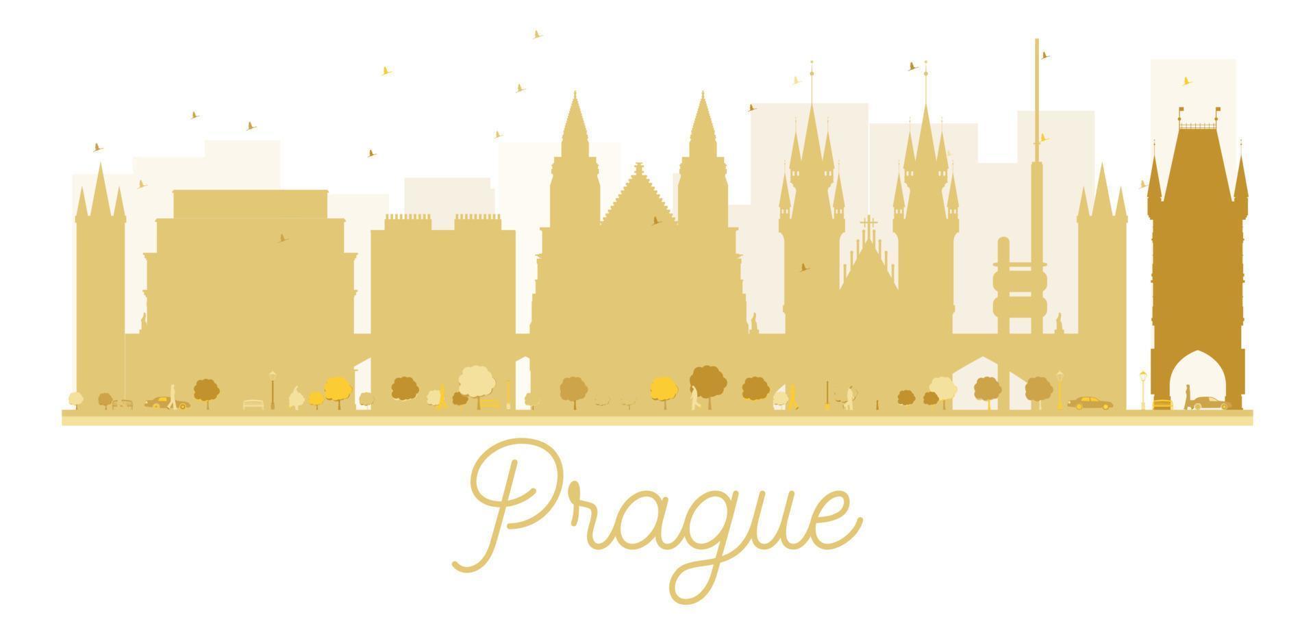 Praag stad skyline gouden silhouet. vector