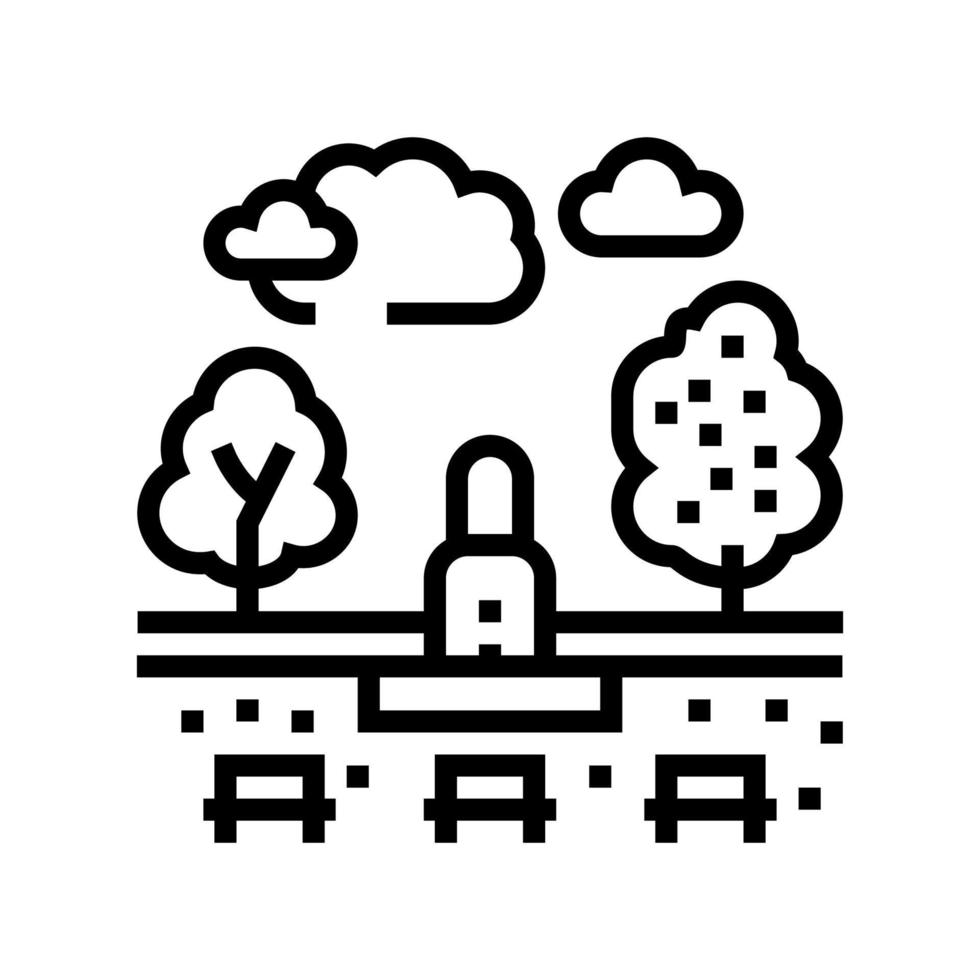 stadspark land lijn pictogram vectorillustratie vector