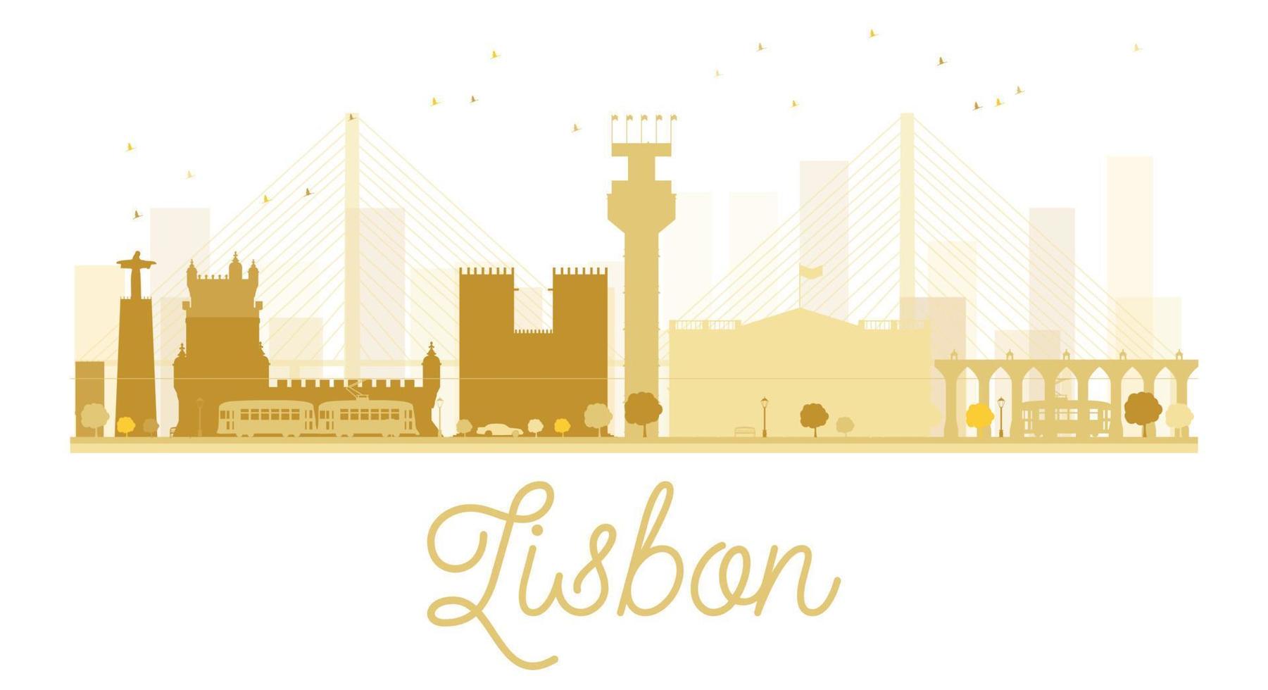 Lissabon stad skyline gouden silhouet. vector