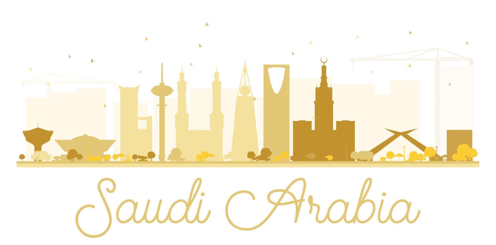 Saoedi-Arabië gouden skyline silhouet. vector