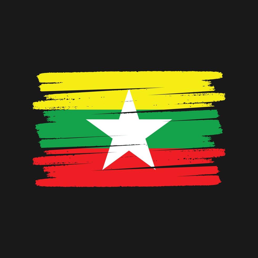 Myanmar vlag borstel. nationale vlag vector