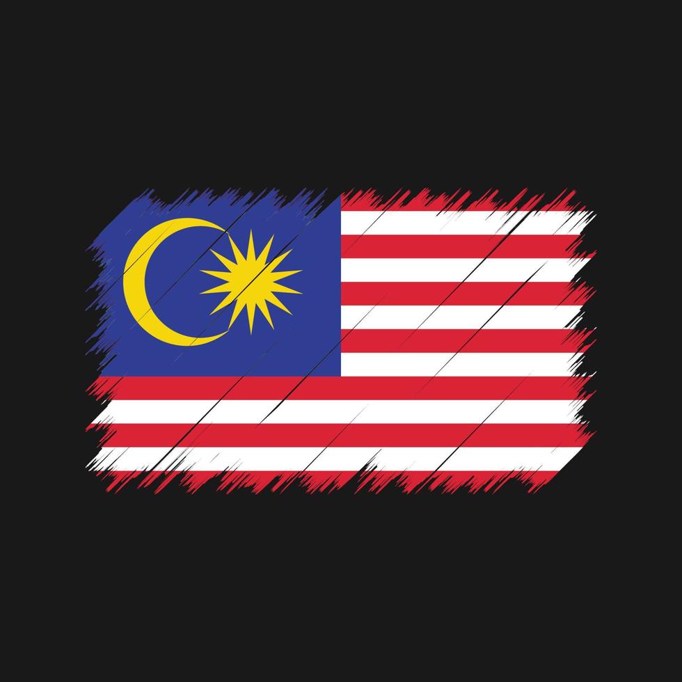 Maleisische vlag penseelstreken. nationale vlag vector