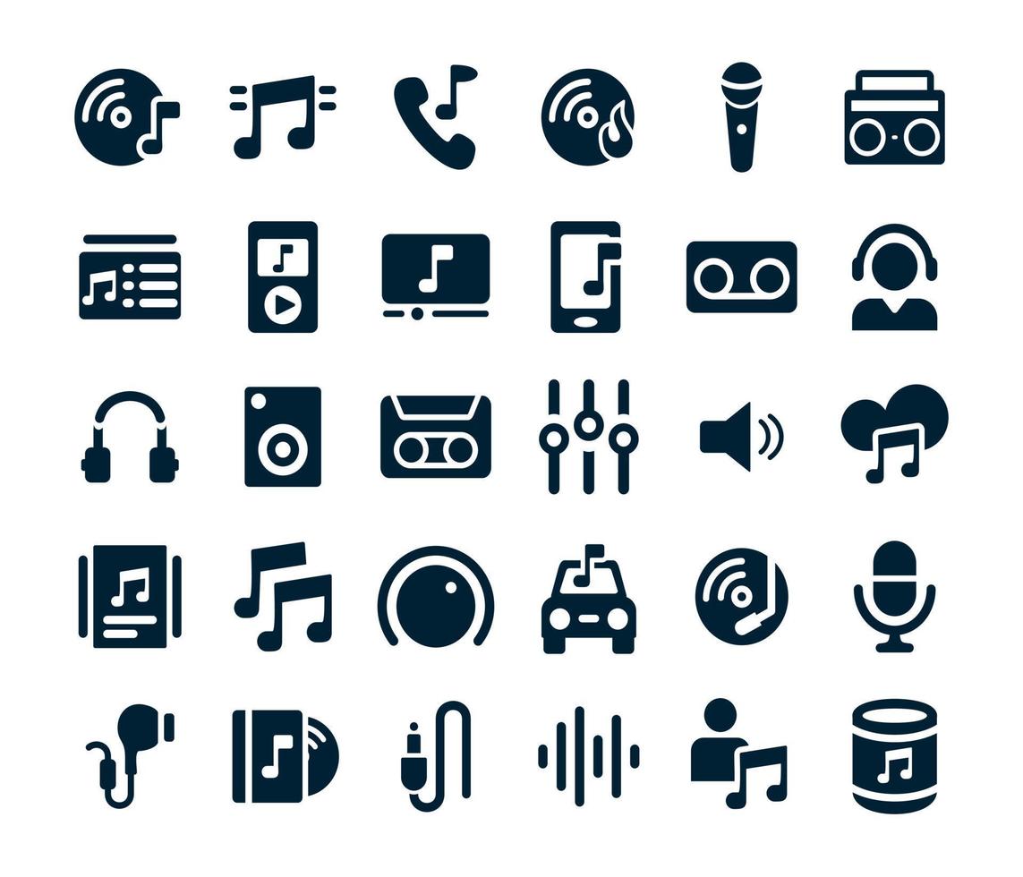 muziek en audio icon set collectie vector