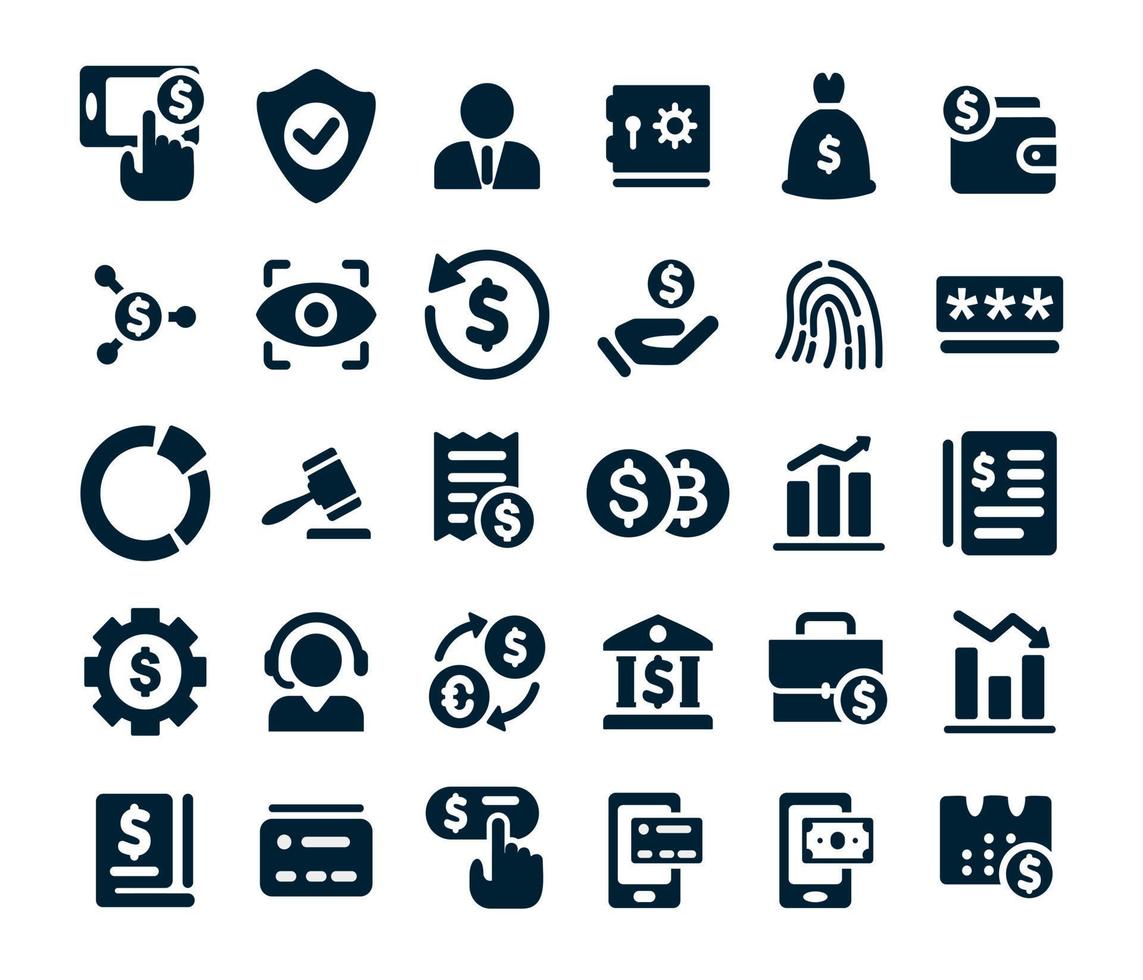 fintech icon set collectie vector