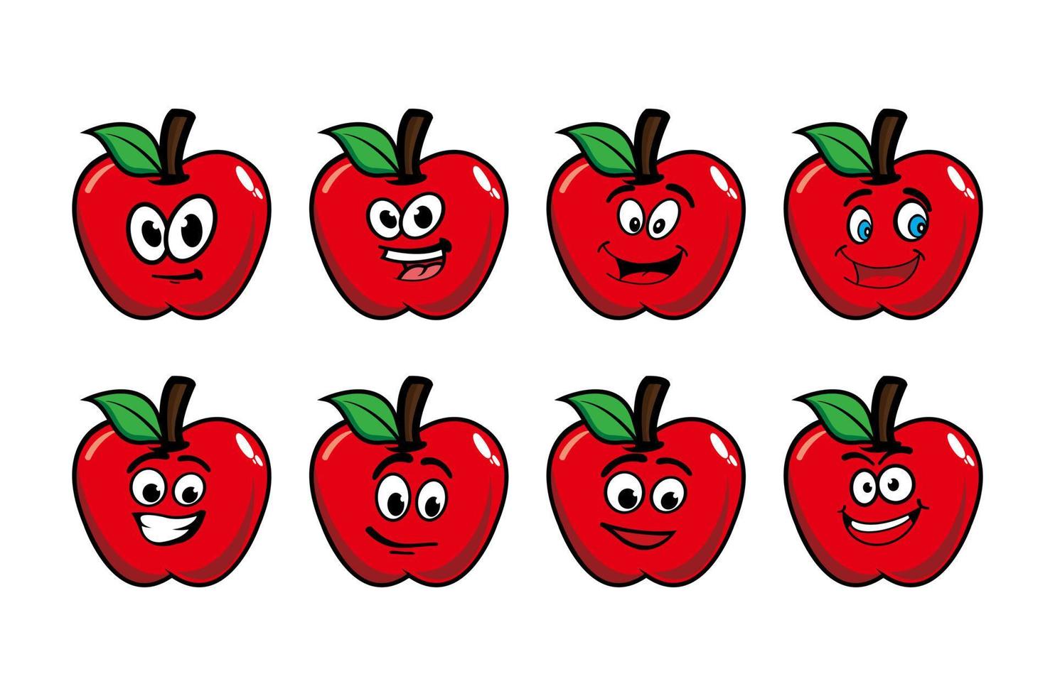 cartoon appel karakter collectie vector icon