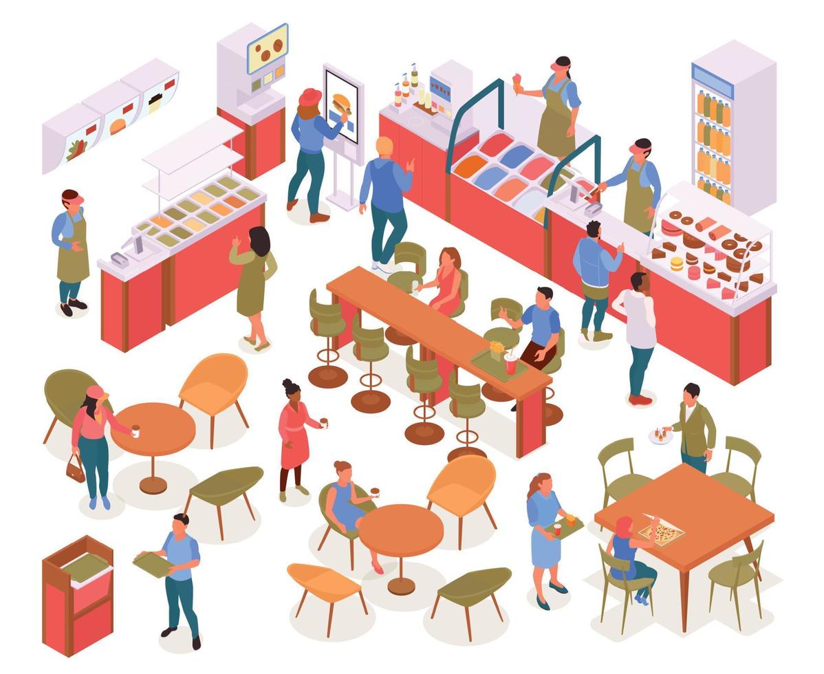 food court isometrisch concept vector