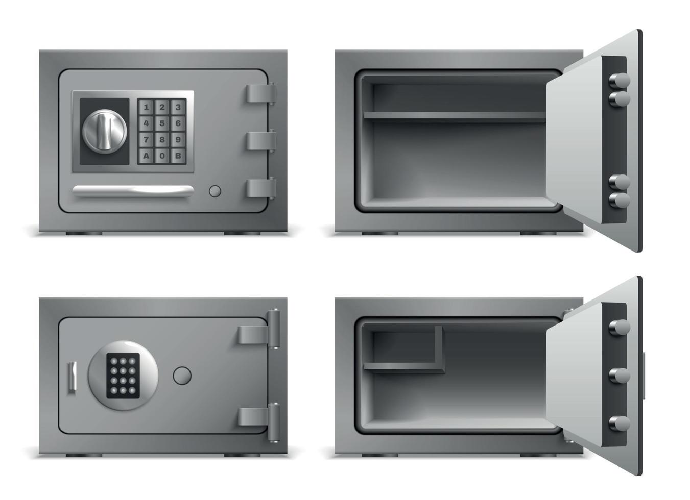 safe lockers deuren realistische set vector