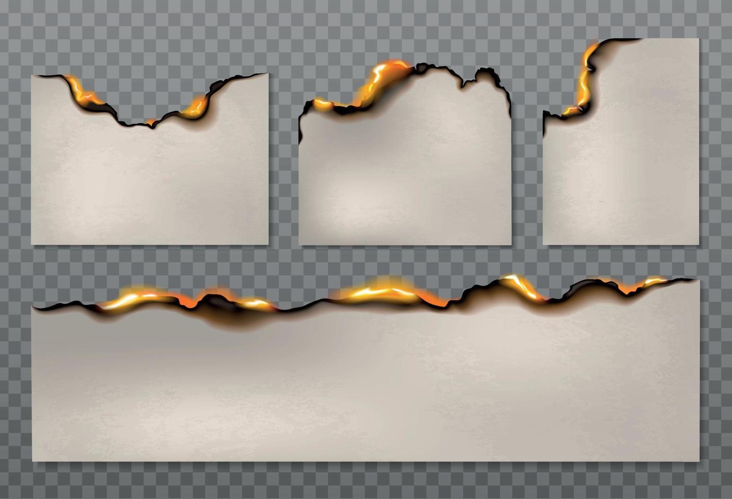 realistische verzameling verbrand papier vector