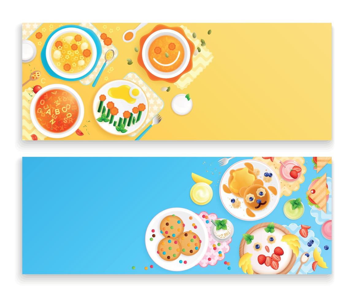 kinderachtige gerechten horizontale banners vector