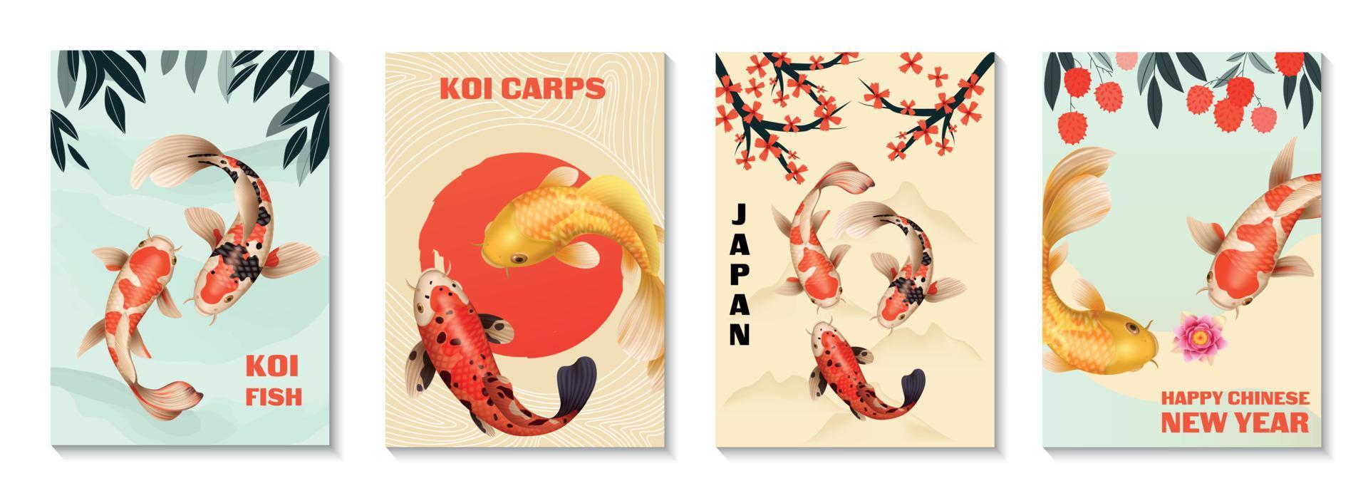 realistische koi vissen posters vector