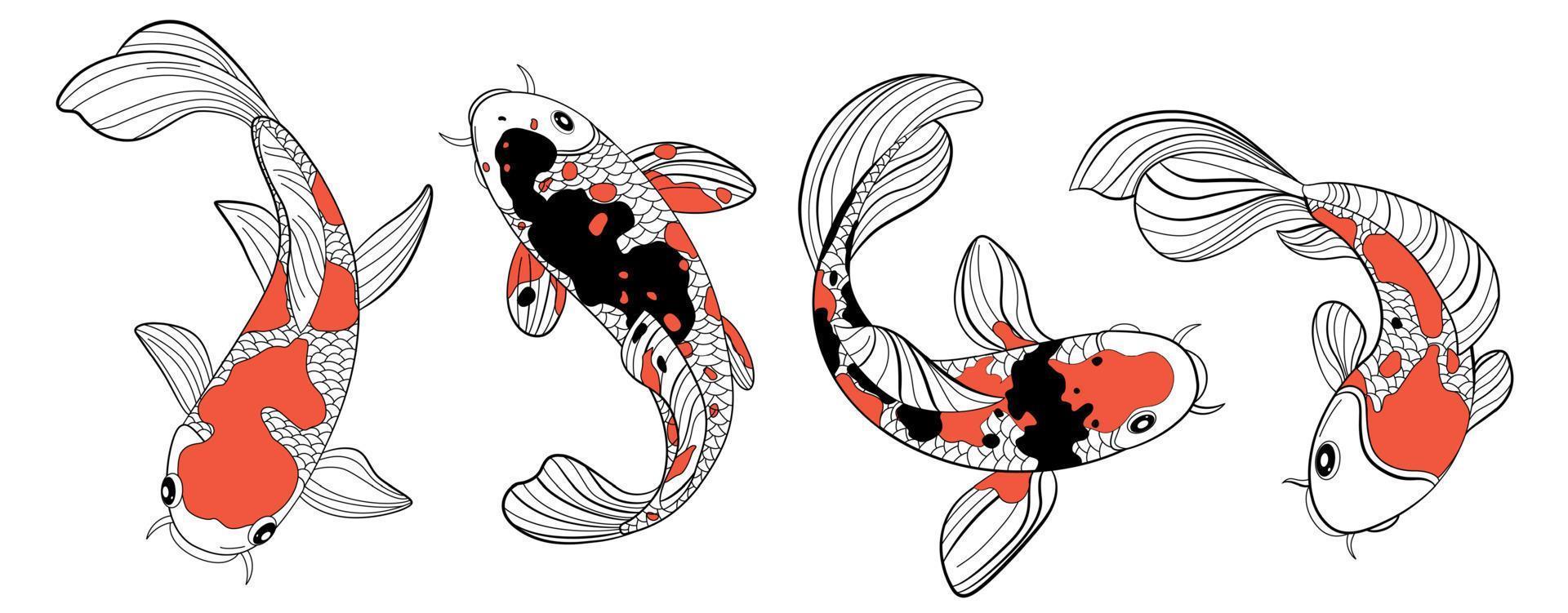 koi vissen kleur tekening vector