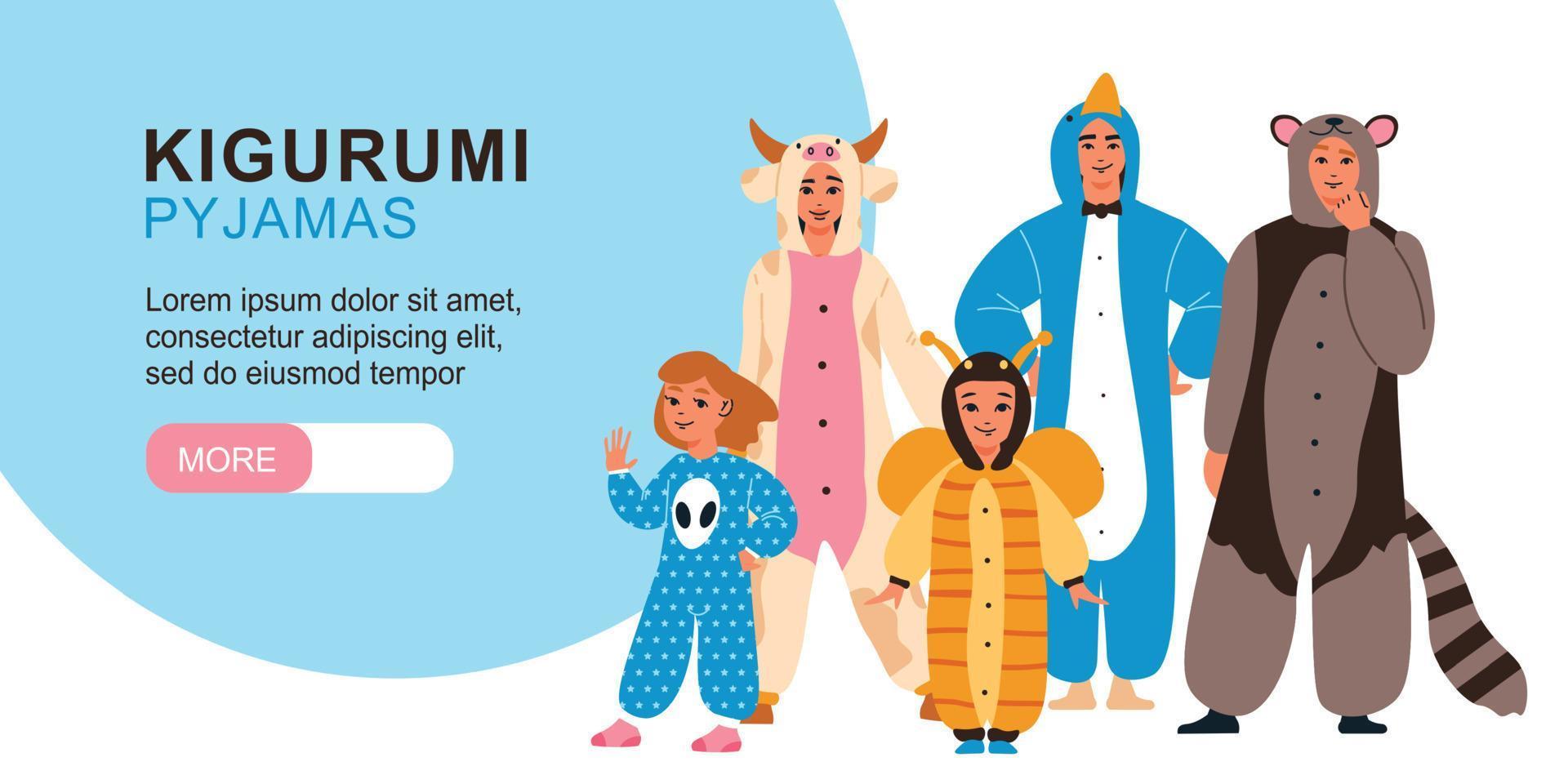 kigurumi pyjama horizontale banner vector