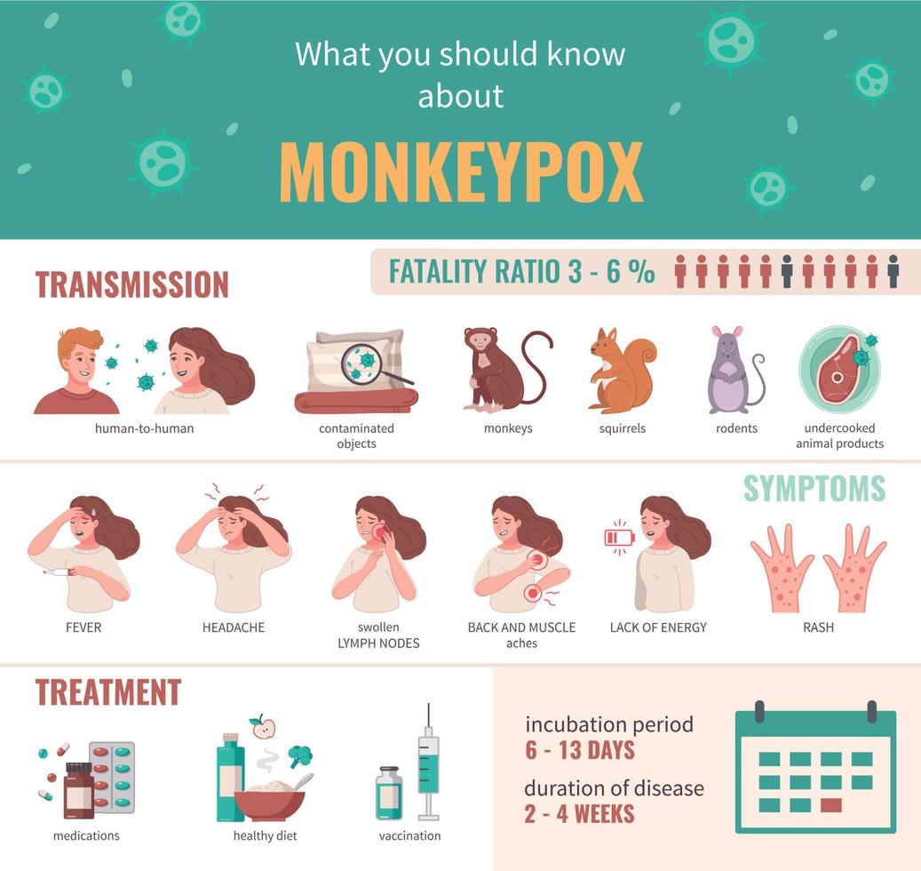 infographics van het apenpokkenvirus vector