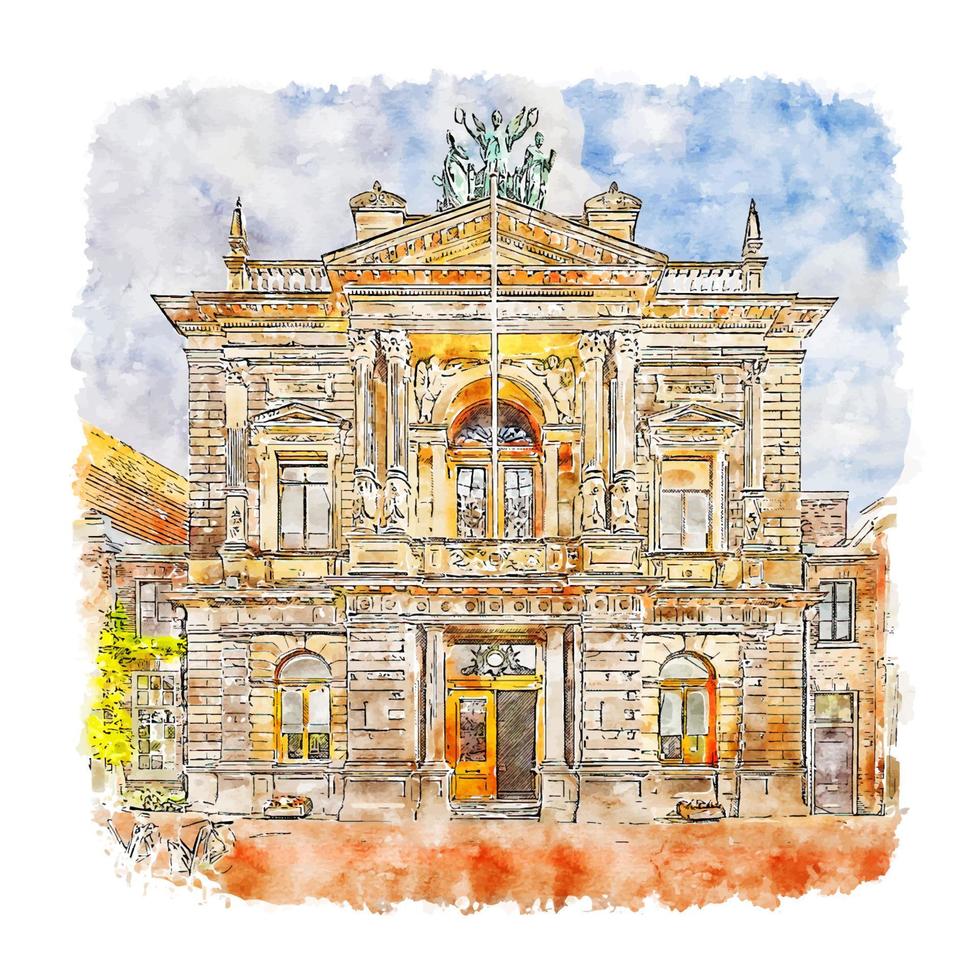 haarlem nederland aquarel schets hand getekende illustratie vector