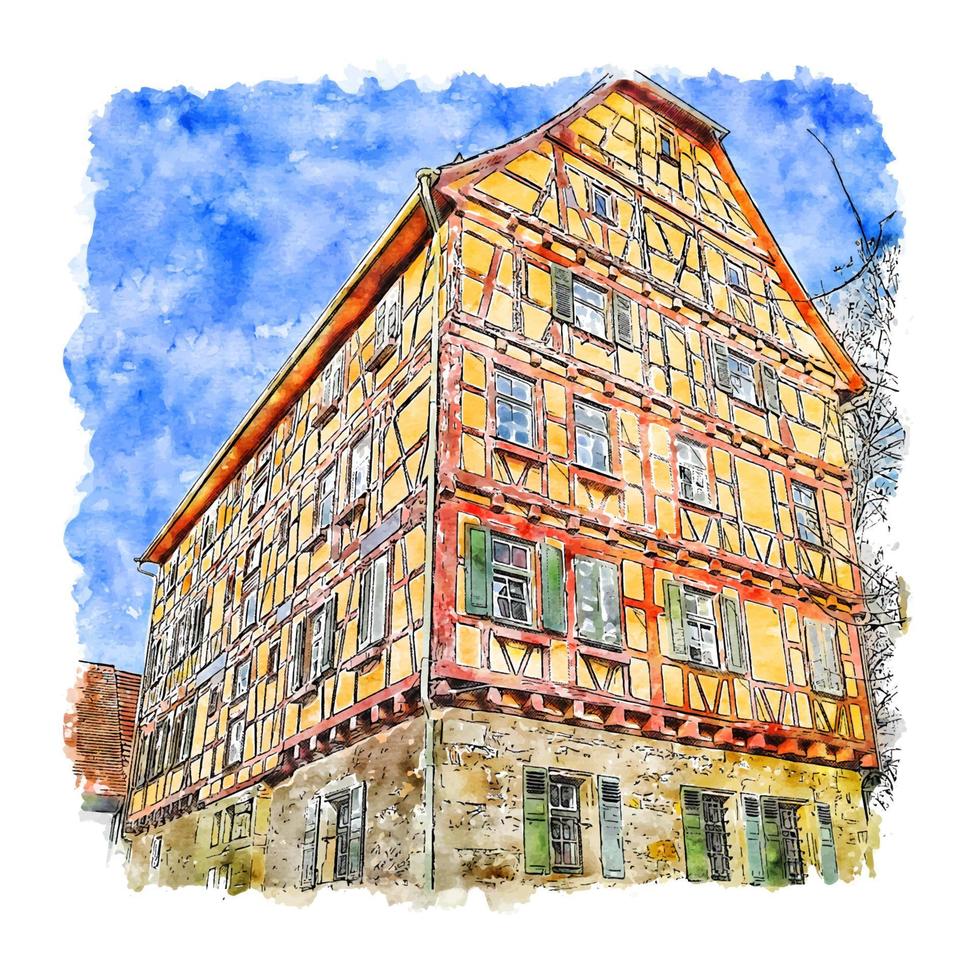 sindelfingen duitsland aquarel schets hand getekende illustratie vector