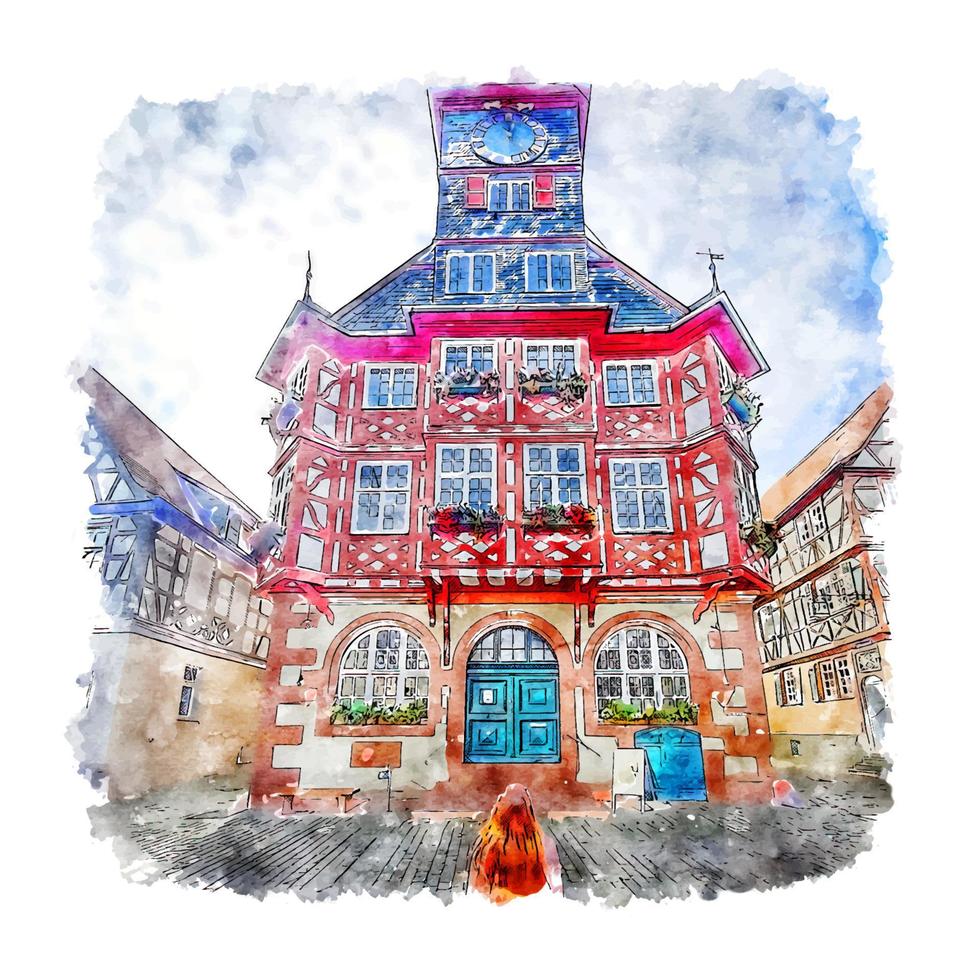 heppenheim duitsland aquarel schets hand getekende illustratie vector