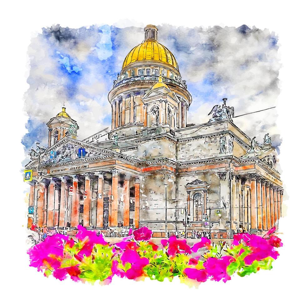 sint petersburg rusland aquarel schets hand getekende illustratie vector