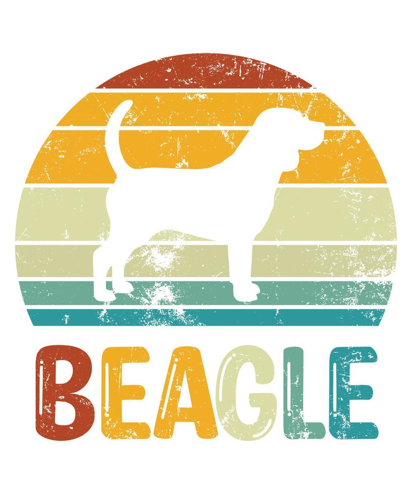 grappige beagle vintage retro zonsondergang silhouet geschenken hondenliefhebber hondenbezitter essentieel t-shirt vector