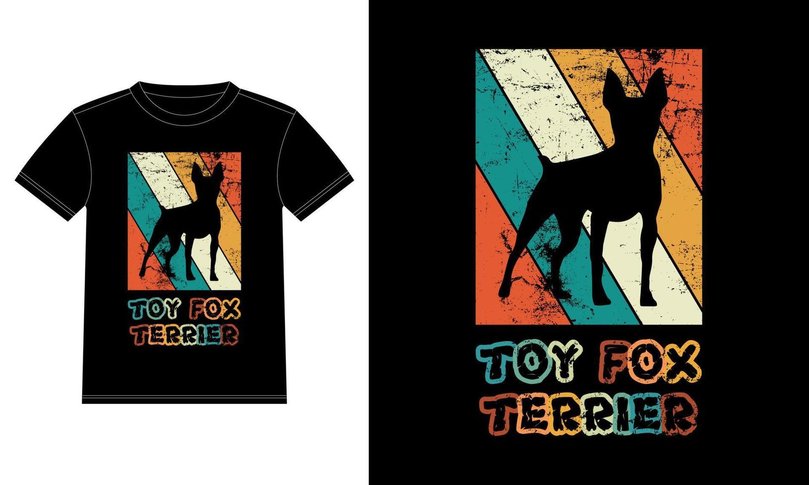 grappige speelgoed fox terrier retro vintage zonsondergang t-shirt ontwerpsjabloon, speelgoed fox terrier bord, autoruit sticker, pod, dekking, geïsoleerde witte achtergrond, silhouet cadeau voor speelgoed fox terrier minnaar vector