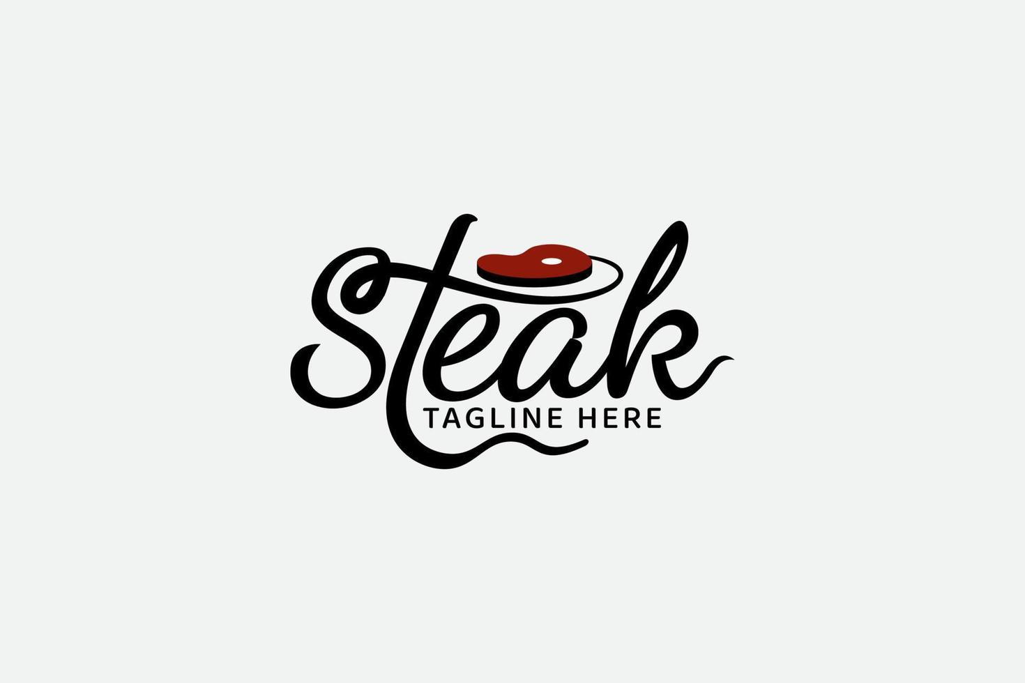 steak-logo voor elk bedrijf, speciaal voor eten en drinken, fastfood, bezorgmaaltijden, foodtruck, café, enz. vector