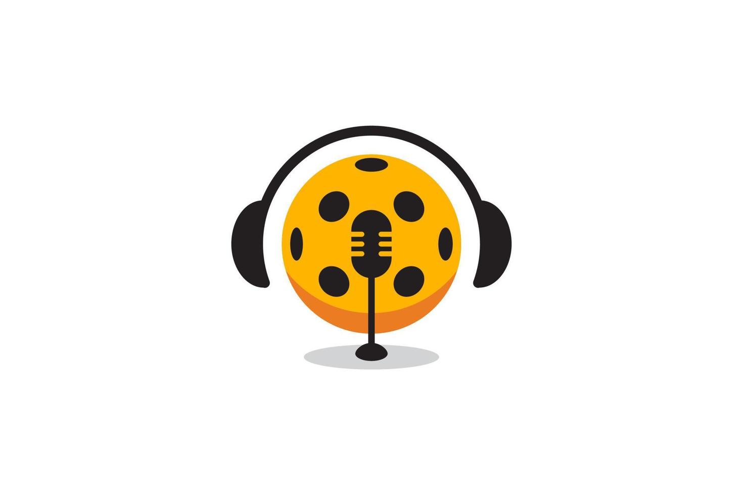 pickleball podcast-logo met een combinatie van een bal, headset en microfoon vector