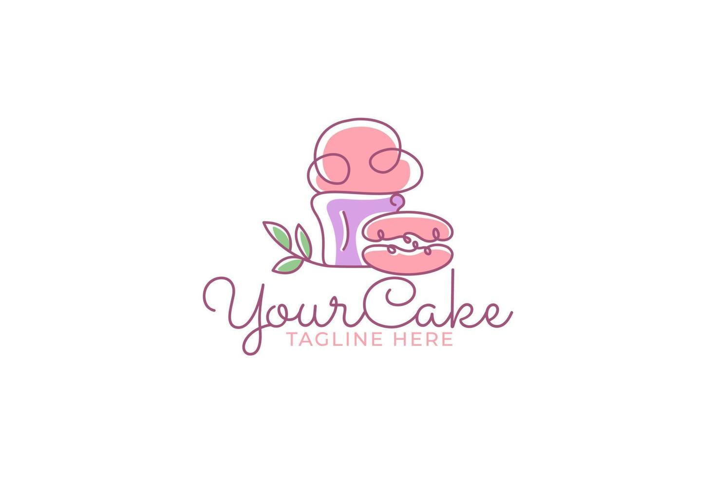 eenvoudige cupcake-logo-vectorafbeelding met een cupcake en bladeren voor elk bedrijf, vooral voor bakkerij, cake, eten en drinken, café, enz. vector