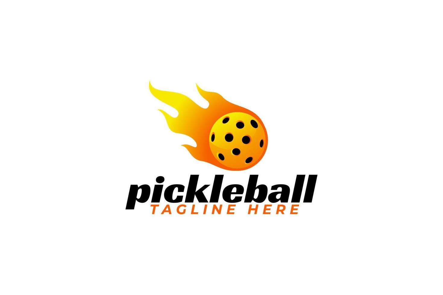 pickleball-logo met een bal en vuur voor elk bedrijf, vooral voor sportclub, team, vereniging, gemeenschap, enz. vector