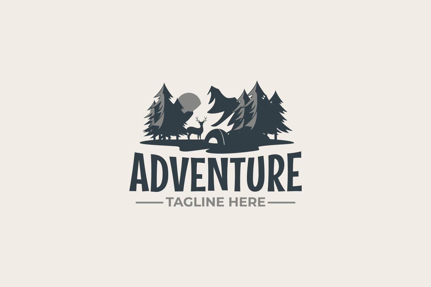 Adventure Camp-logo-vectorafbeelding voor elk bedrijf, speciaal voor buitenactiviteiten, zomervakantie, sport, avontuur, enz. vector