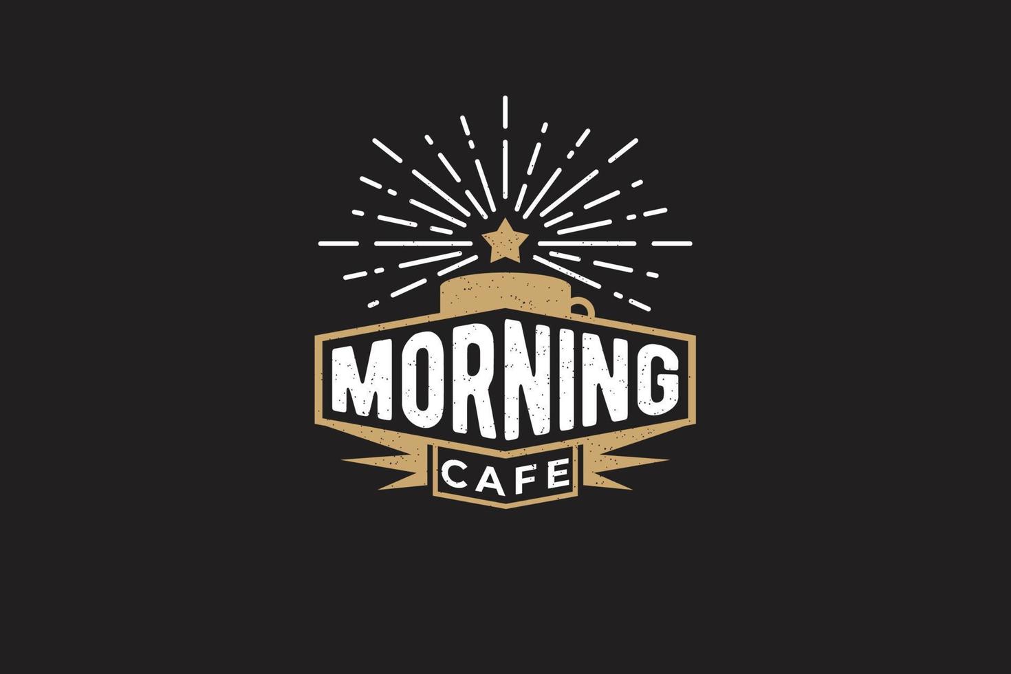 ochtendcafé-logo met een kopje koffie en rijzende ster voor elk bedrijf, vooral voor café, coffeeshop, restaurant, enz. vector
