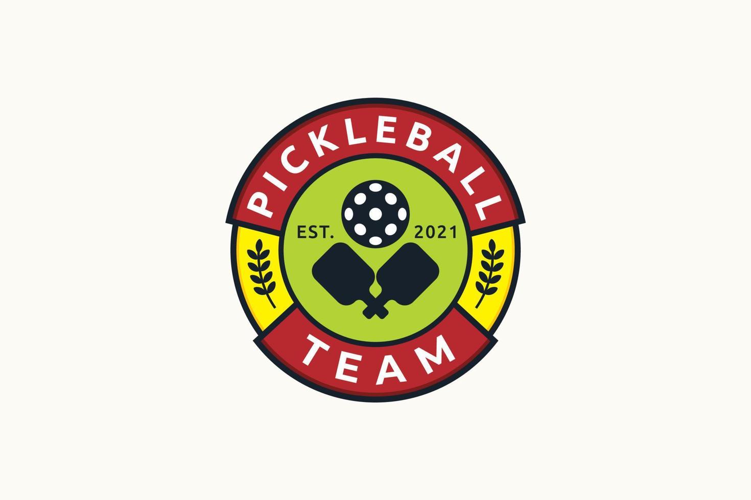 pickleball teamlogo met combinatie van een bal en peddels vector