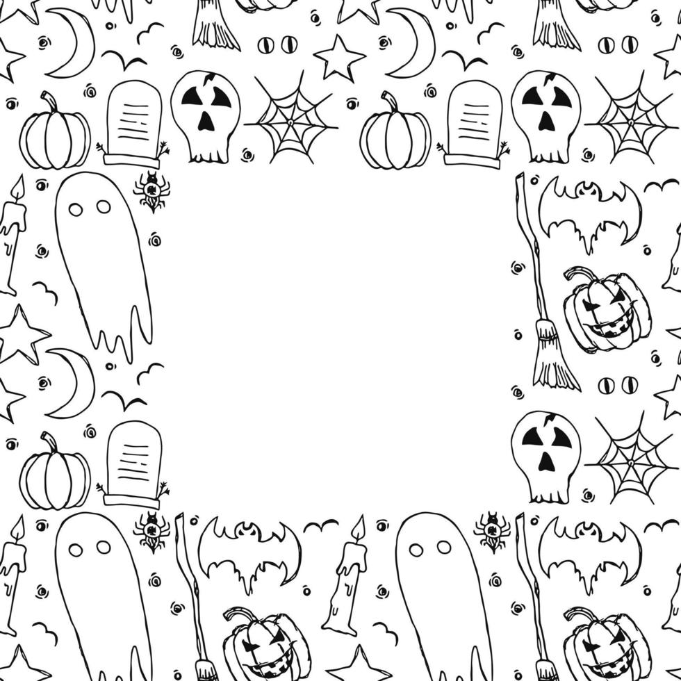 doodle halloween achtergrond met plaats voor tekst vector