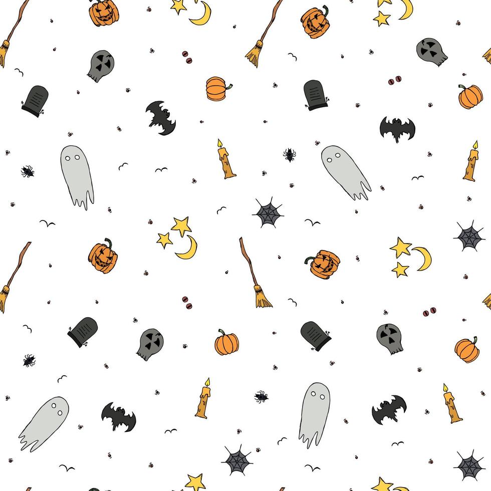 naadloos halloween-patroon. doodle halloween achtergrond vector