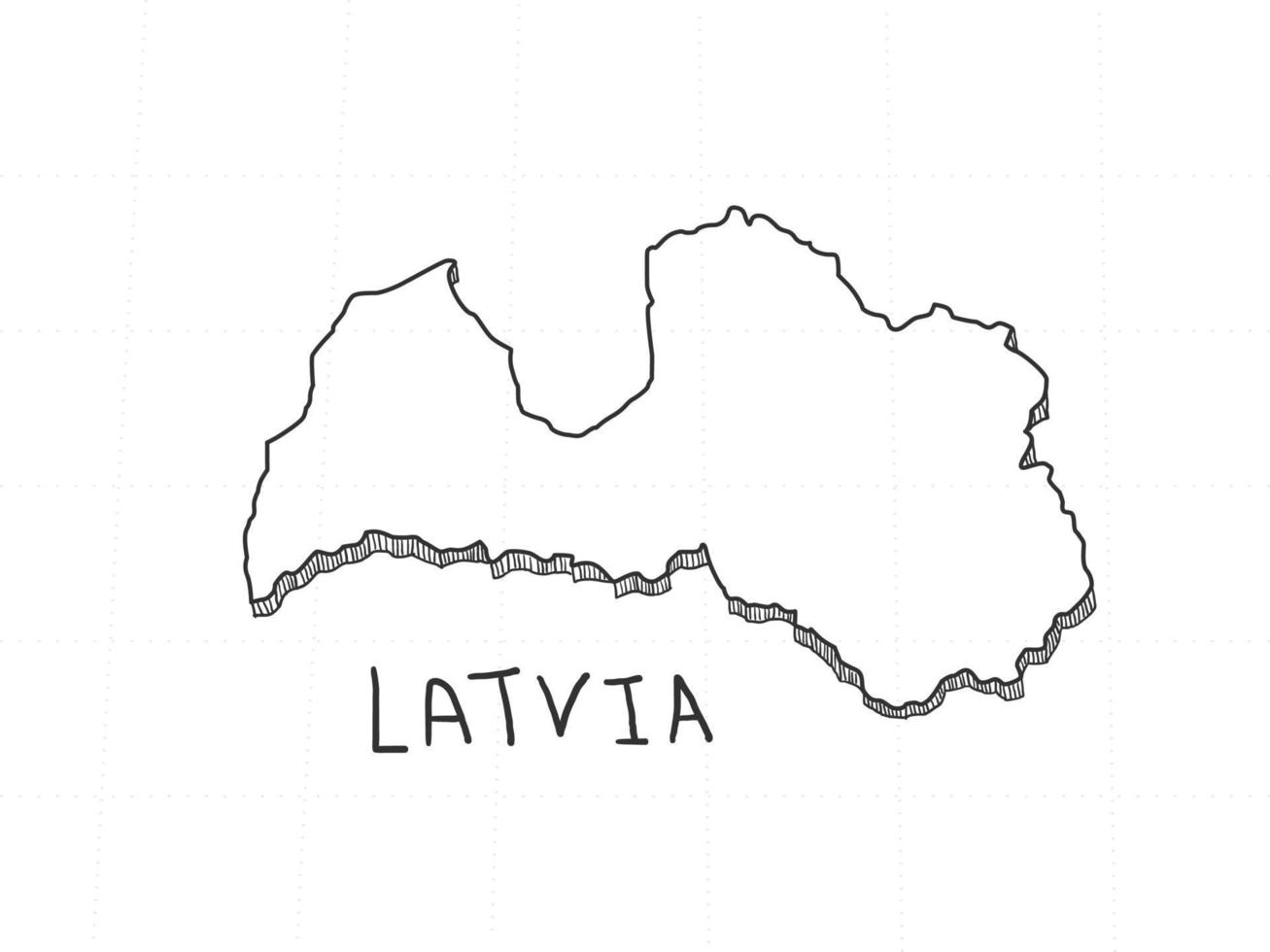 hand getrokken van 3D-kaart van Letland op witte achtergrond. vector