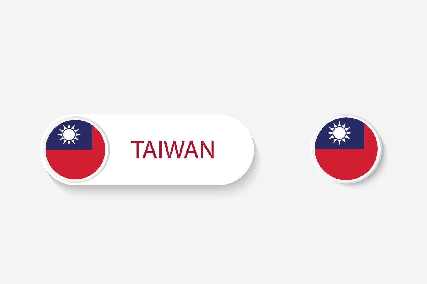 Taiwan knop vlag in illustratie van ovaal gevormd met woord van Taiwan. en knop vlag taiwan. vector