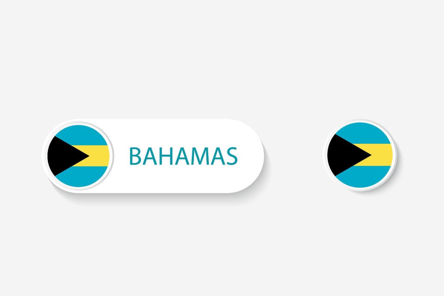 Bahama's knop vlag in illustratie van ovaal gevormd met woord van Bahama's. en knopvlag bahama's. vector