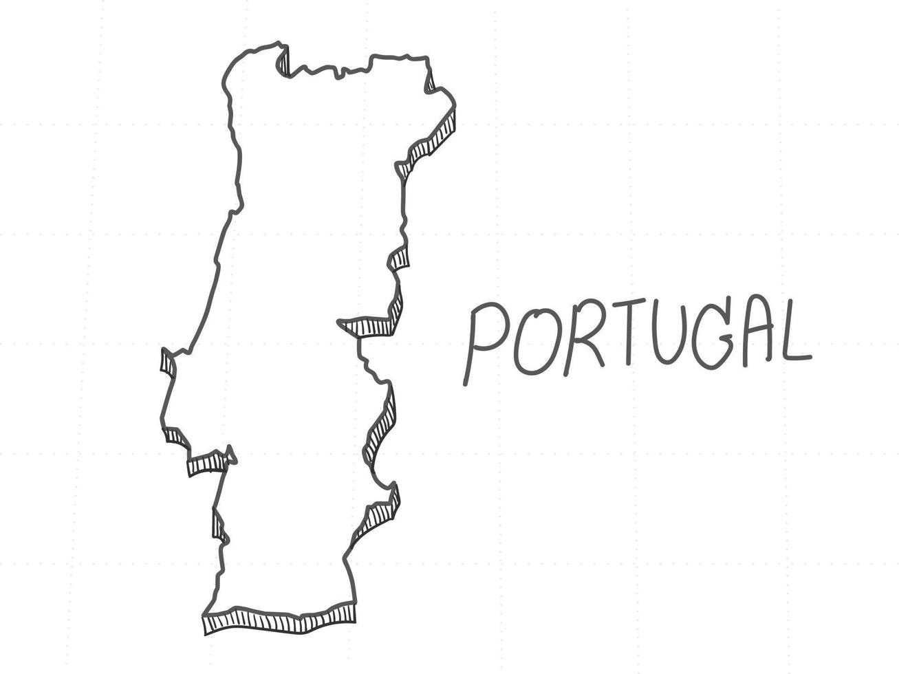 hand getekend van portugal 3D-kaart op witte achtergrond. vector