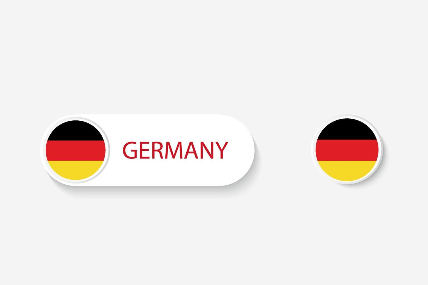 Duitsland knop vlag in illustratie van ovaal gevormd met woord van Duitsland. en knop vlag duitsland. vector
