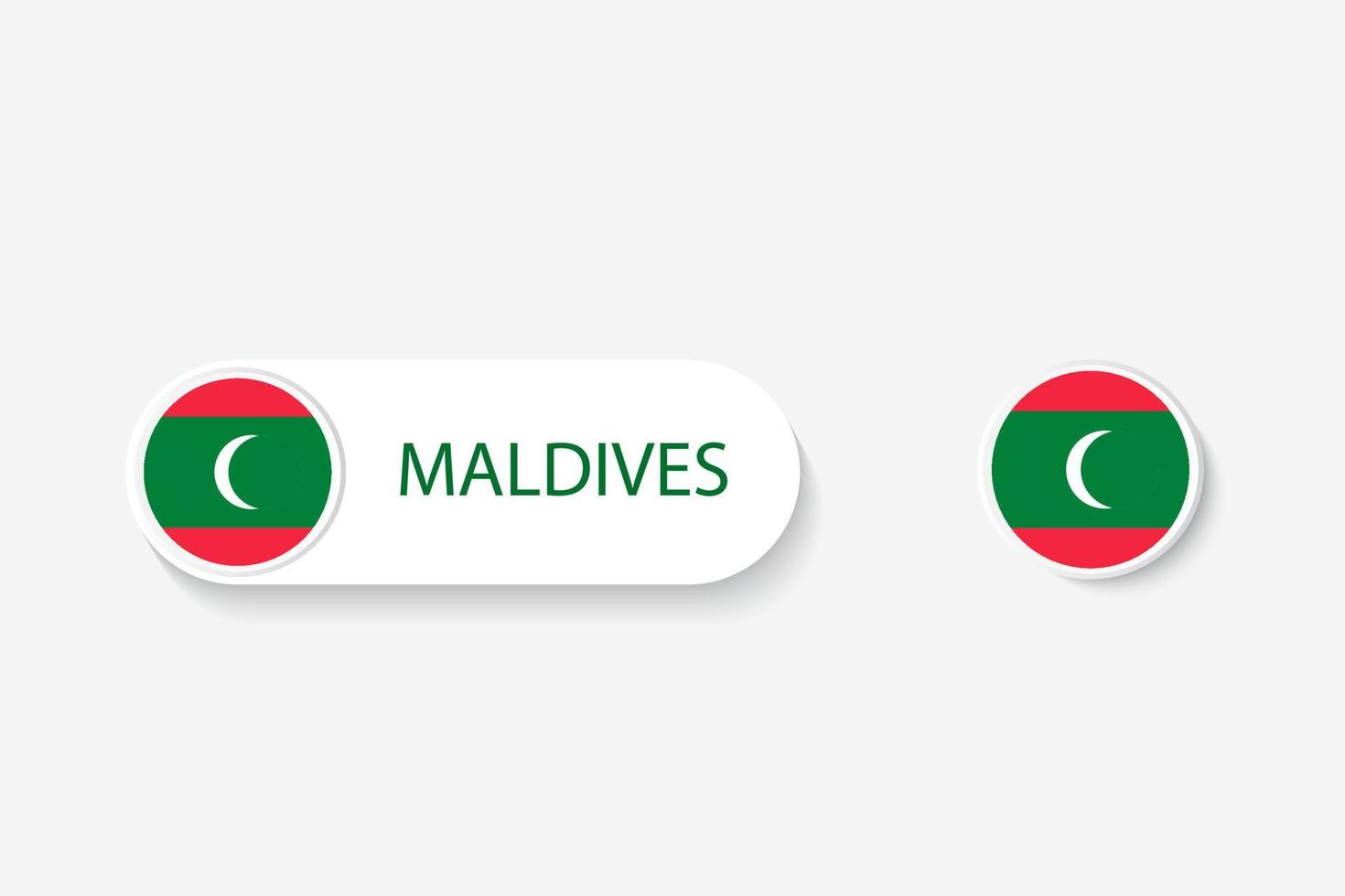 Maldiven knop vlag in illustratie van ovaal gevormd met woord van Maldiven. en button vlag maldiven. vector