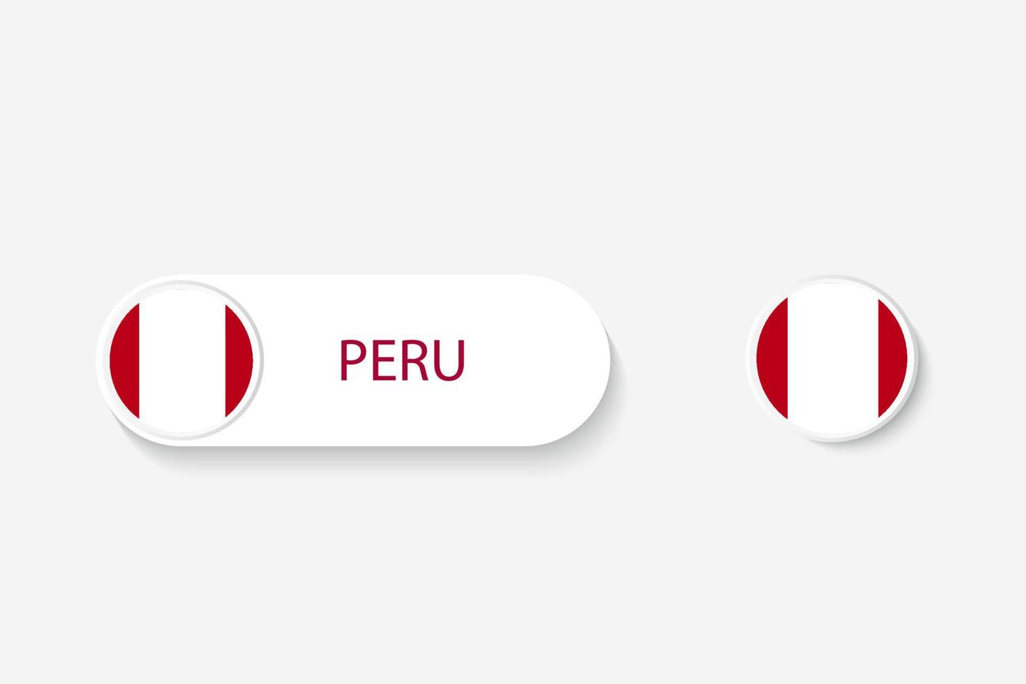 Peru knop vlag in illustratie van ovaal gevormd met woord van peru. en knop vlag peru. vector