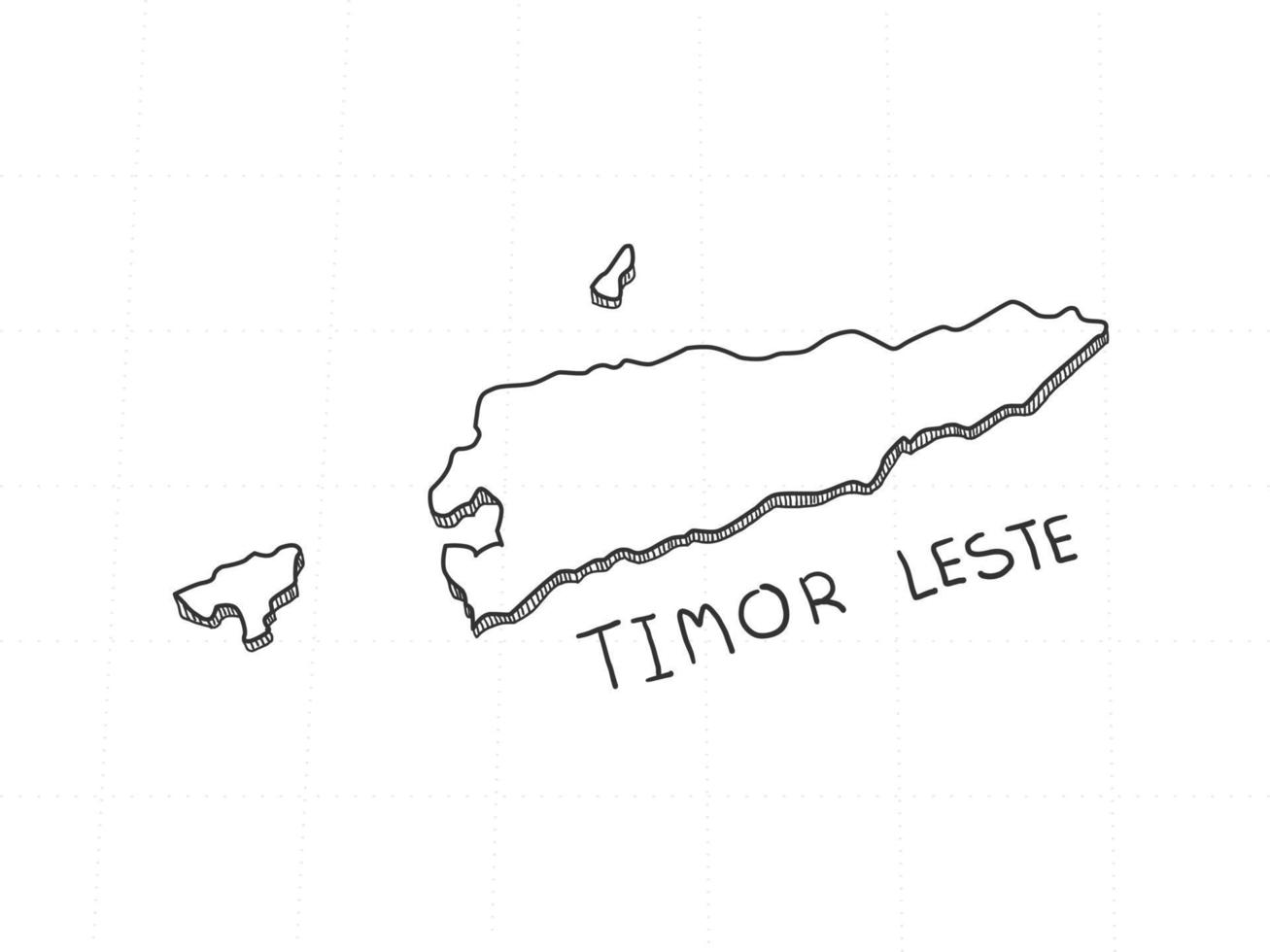 hand getekend van Oost-Timor 3D-kaart op witte achtergrond. vector