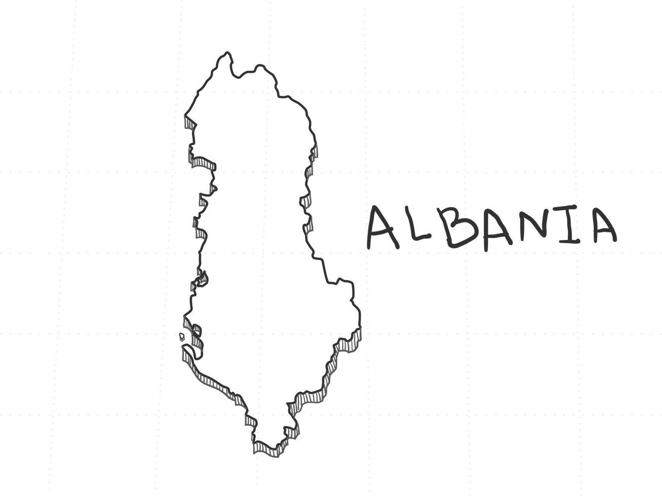 hand getekend van Albanië 3D-kaart op witte achtergrond. vector