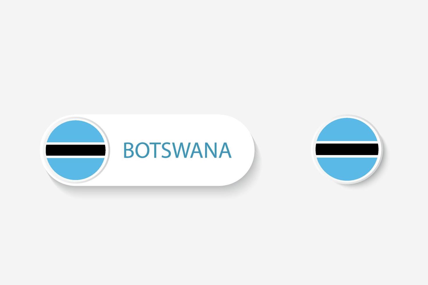 Botswana knop vlag in illustratie van ovaal gevormd met woord van Botswana. en knopvlag botswana. vector